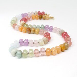 18" Inch Handmade Pastel Rainbow-Colored Hand Knotted Gemstone Necklace